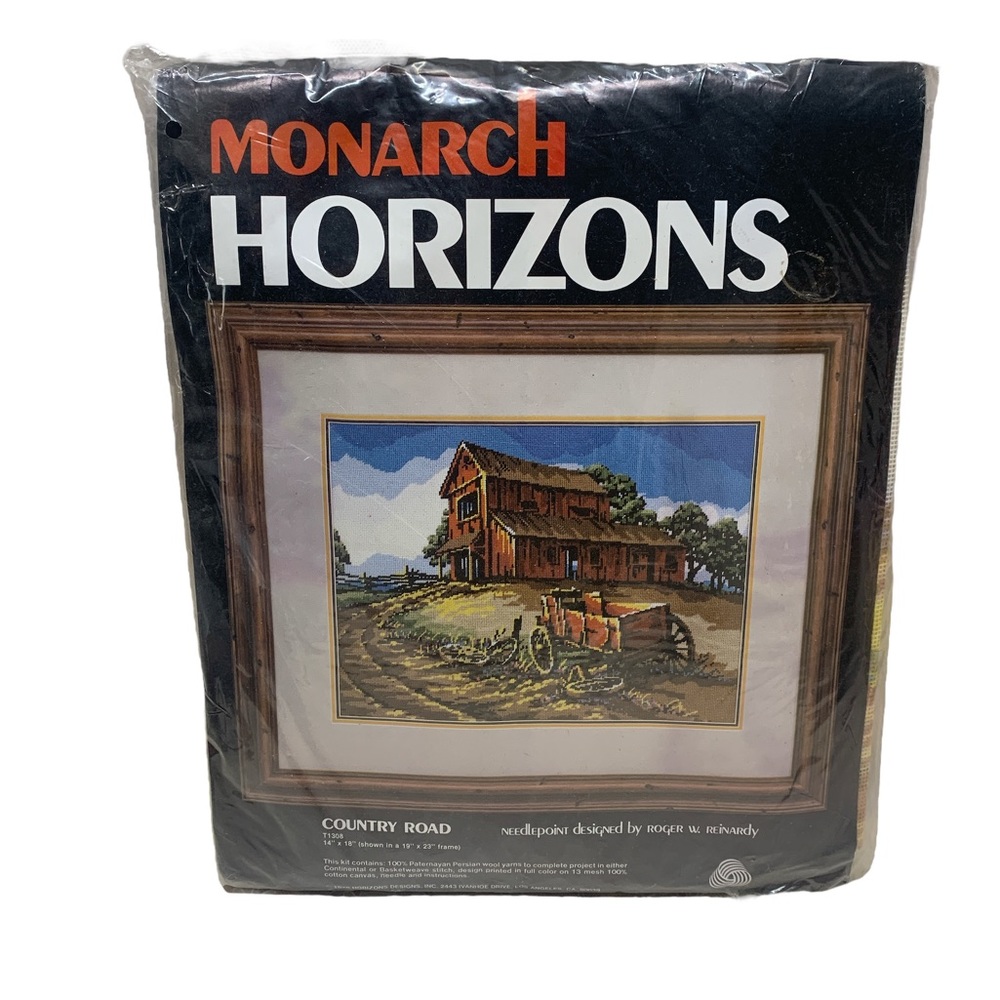 1978 Monarch Horizons 14"x 18" Needlepoint kit Country Road #T1308